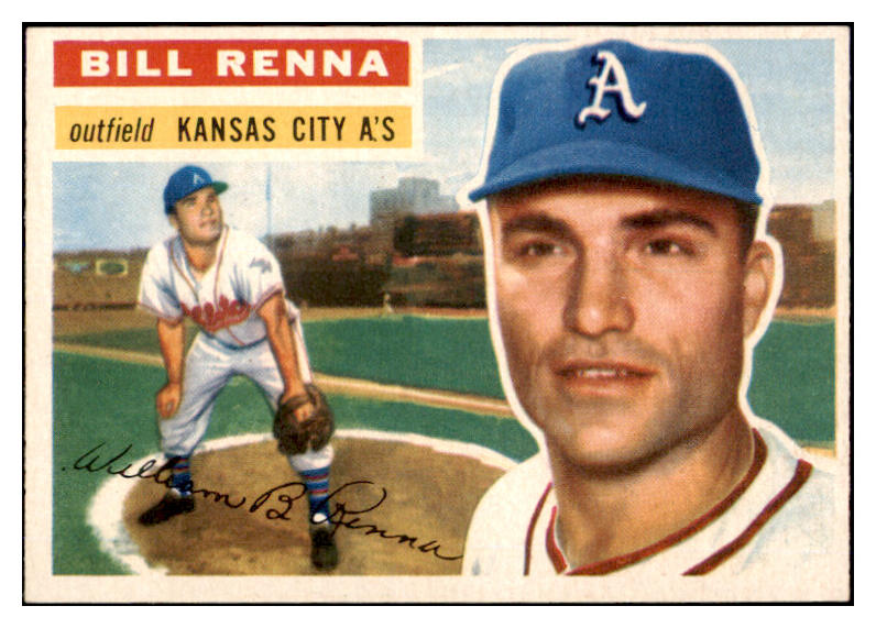 1956 Topps Baseball #082 Bill Renna A's EX-MT White 528373