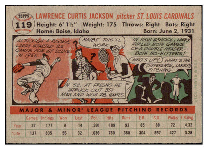 1956 Topps Baseball #119 Larry Jackson Cardinals EX-MT Gray 528400
