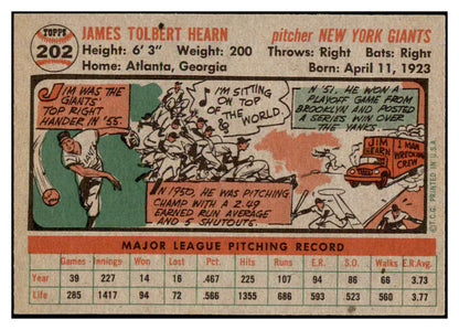 1956 Topps Baseball #202 Jim Hearn Giants EX-MT 528436