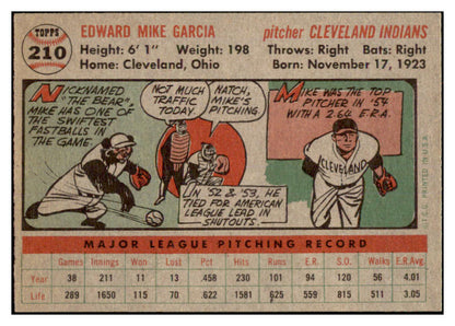1956 Topps Baseball #210 Mike Garcia Indians EX-MT 528447
