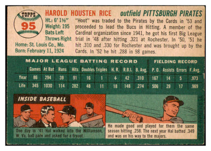 1954 Topps Baseball #095 Hal Rice Pirates EX-MT 528471