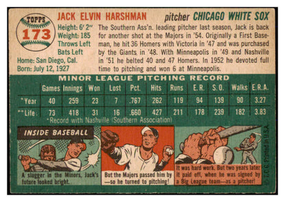 1954 Topps Baseball #173 Jack Harshman White Sox EX 528509