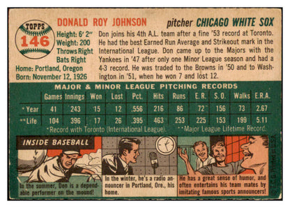 1954 Topps Baseball #146 Don Johnson White Sox EX 528517