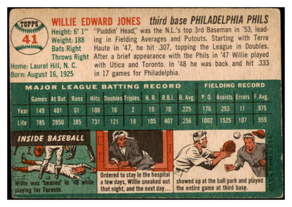 1954 Topps Baseball #041 Willie Jones Phillies VG-EX 528559