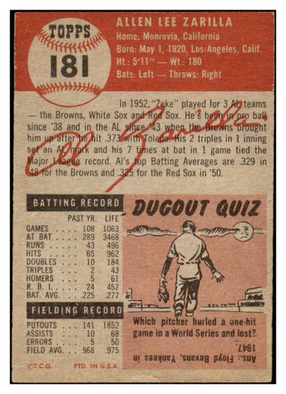 1953 Topps Baseball #181 Al Zarilla Red Sox EX 528649