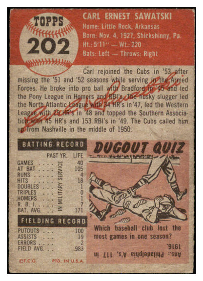 1953 Topps Baseball #202 Carl Sawatski Cubs VG-EX 528671