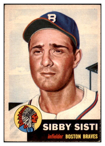 1953 Topps Baseball #124 Sibby Sisti Braves EX 528720