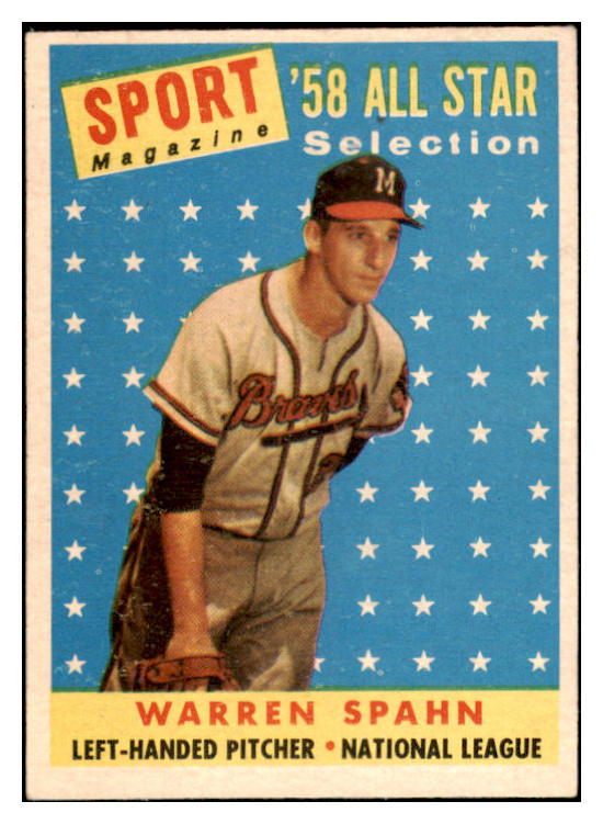 1958 Topps Baseball #494 Warren Spahn A.S. Braves EX+/EX-MT 528977