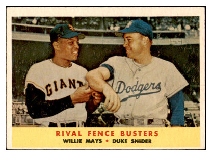 1958 Topps Baseball #436 Willie Mays Duke Snider VG-EX 529019