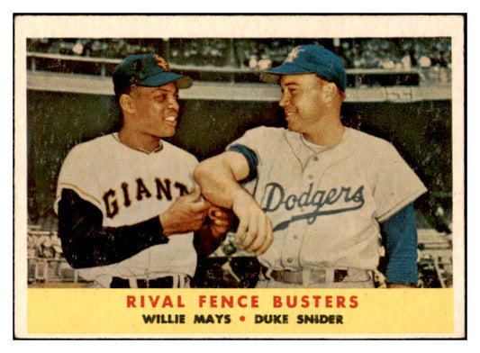 1958 Topps Baseball #436 Willie Mays Duke Snider VG-EX 529019