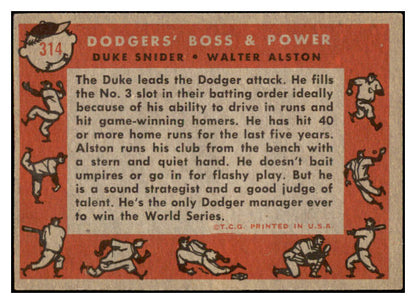 1958 Topps Baseball #314 Duke Snider Walter Alston EX-MT 529039