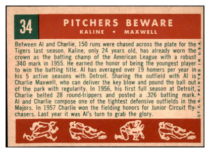 1959 Topps Baseball #034 Al Kaline Charlie Maxwell VG-EX 529075