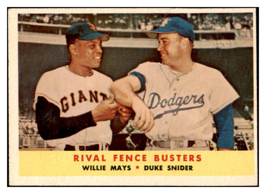 1958 Topps Baseball #436 Willie Mays Duke Snider EX-MT 529081