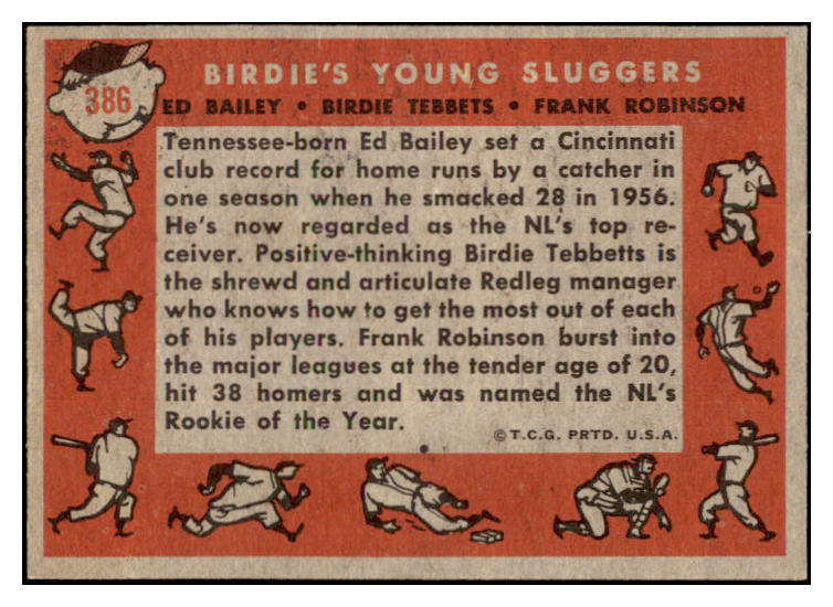 1958 Topps Baseball #386 Frank Robinson Ed Bailey EX-MT 529082
