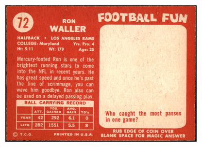 1958 Topps Football #072 Ron Waller Rams NR-MT 529494