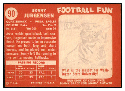 1958 Topps Football #090 Sonny Jurgensen Eagles NR-MT 529505