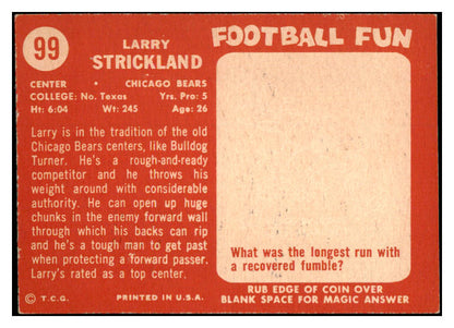 1958 Topps Football #099 Larry Strickland Bears NR-MT 529513