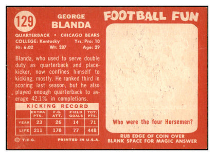 1958 Topps Football #129 George Blanda Bears EX-MT 529531