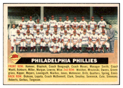 1956 Topps Baseball #072 Philadelphia Phillies Team EX-MT Gray 529712