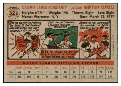 1956 Topps Baseball #321 Jim Konstanty Yankees EX-MT 529724