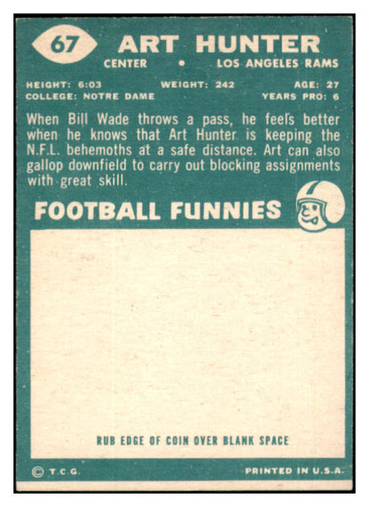 1960 Topps Football #067 Art Hunter Rams EX-MT 529740
