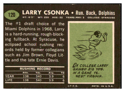 1969 Topps Football #120 Larry Csonka Dolphins EX 529754