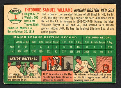 1954 Topps Baseball #001 Ted Williams Red Sox VG-EX/EX 529791