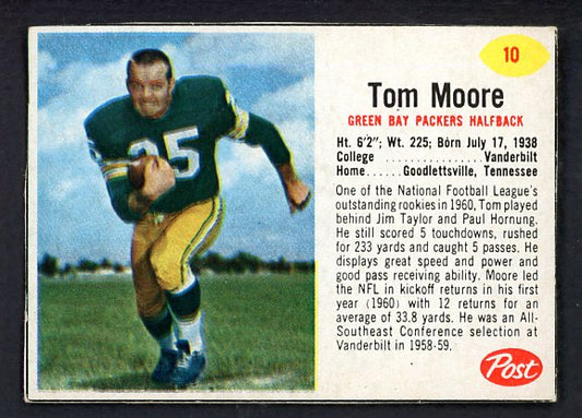 1962 Post Football #010 Tom Moore Packers EX 529820