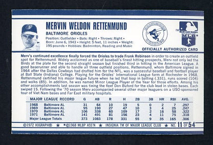 1972 Kelloggs #011 Merv Rettenmund Orioles NR-MT 530057