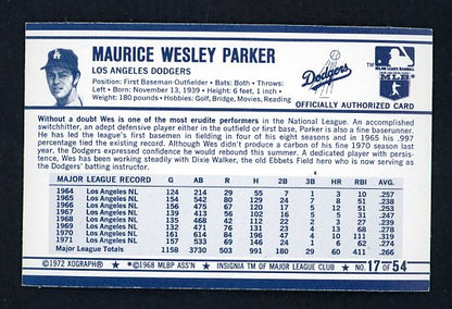 1972 Kelloggs #017 Wes Parker Dodgers NR-MT 530063