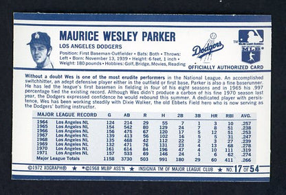 1972 Kelloggs #017 Wes Parker Dodgers NR-MT 530064