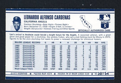 1972 Kelloggs #030 Chico Cardenas Angels NR-MT 530079