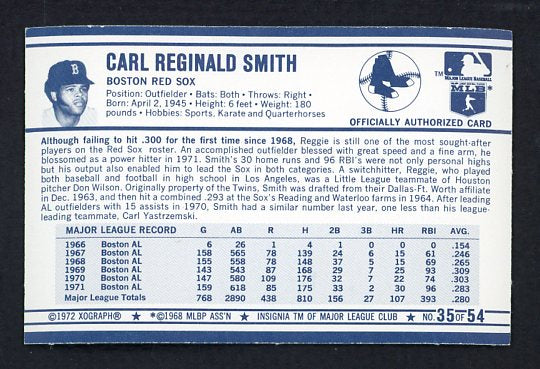 1972 Kelloggs #035 Reggie Smith Red Sox NR-MT 530086