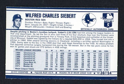 1972 Kelloggs #036 Sonny Siebert Red Sox NR-MT 530088
