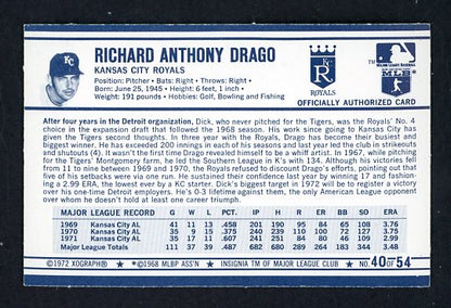 1972 Kelloggs #040 Dick Drago Royals NR-MT 530094