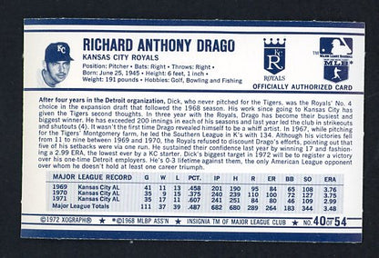 1972 Kelloggs #040 Dick Drago Royals NR-MT 530096