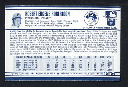 1972 Kelloggs #045 Bob Robertson Pirates NR-MT 530104