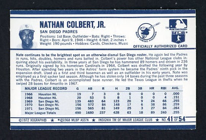 1972 Kelloggs #041 Nate Colbert Padres NR-MT 530109