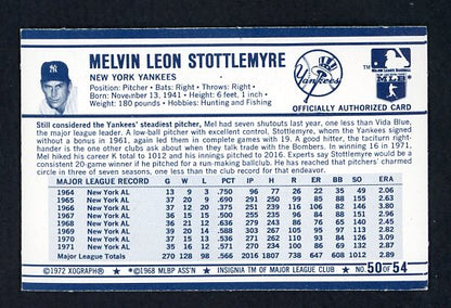1972 Kelloggs #050 Mel Stottlemyre Yankees NR-MT 530121