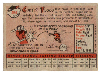 1958 Topps Baseball #464 Curt Flood Cardinals EX-MT 530206