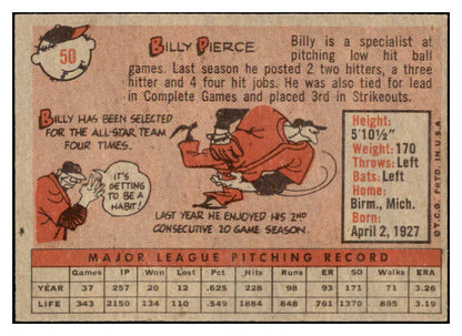 1958 Topps Baseball #050 Billy Pierce White Sox EX-MT 530226