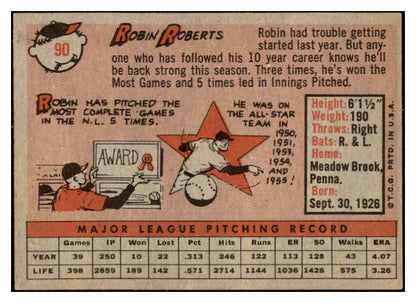 1958 Topps Baseball #090 Robin Roberts Phillies EX-MT 530231
