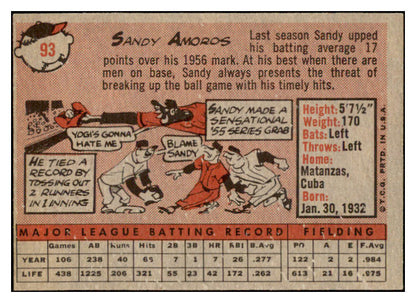 1958 Topps Baseball #093 Sandy Amoros Dodgers EX-MT 530232