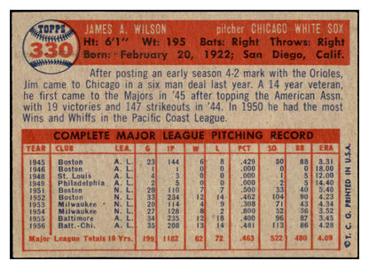 1957 Topps Baseball #330 Jim Wilson White Sox EX-MT 530390