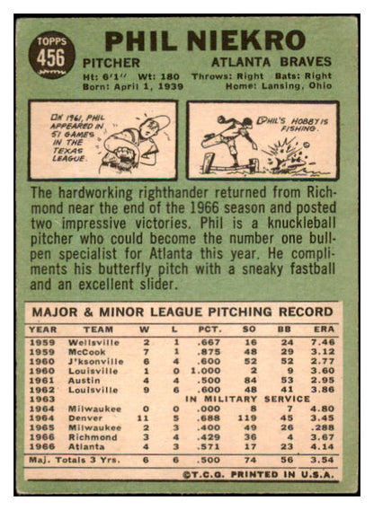 1967 Topps Baseball #456 Phil Niekro Braves VG-EX 530486