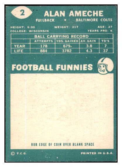 1960 Topps Football #002 Alan Ameche Colts EX 530516