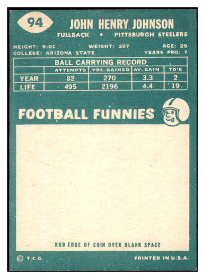 1960 Topps Football #094 John Henry Johnson Steelers EX 530520