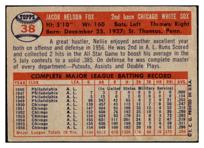 1957 Topps Baseball #038 Nellie Fox White Sox VG 530534
