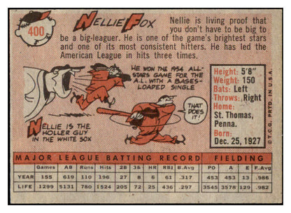 1958 Topps Baseball #400 Nellie Fox White Sox EX-MT 530542