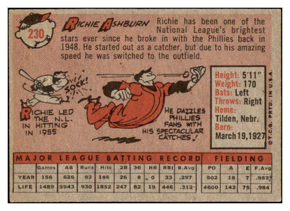1958 Topps Baseball #230 Richie Ashburn Phillies EX+/EX-MT 530549